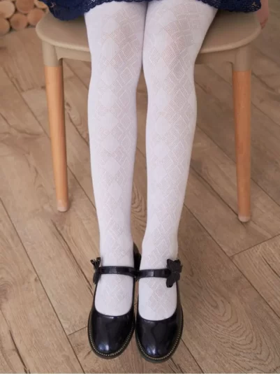 Колготки ажурные РОМБИКИ белые - 2